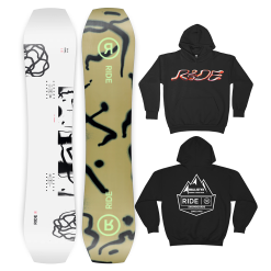 RIDE TWINPIG 2024 SNOWBOARD W/LIMITED EDITION RIDE X BALLISTYX HOODIE